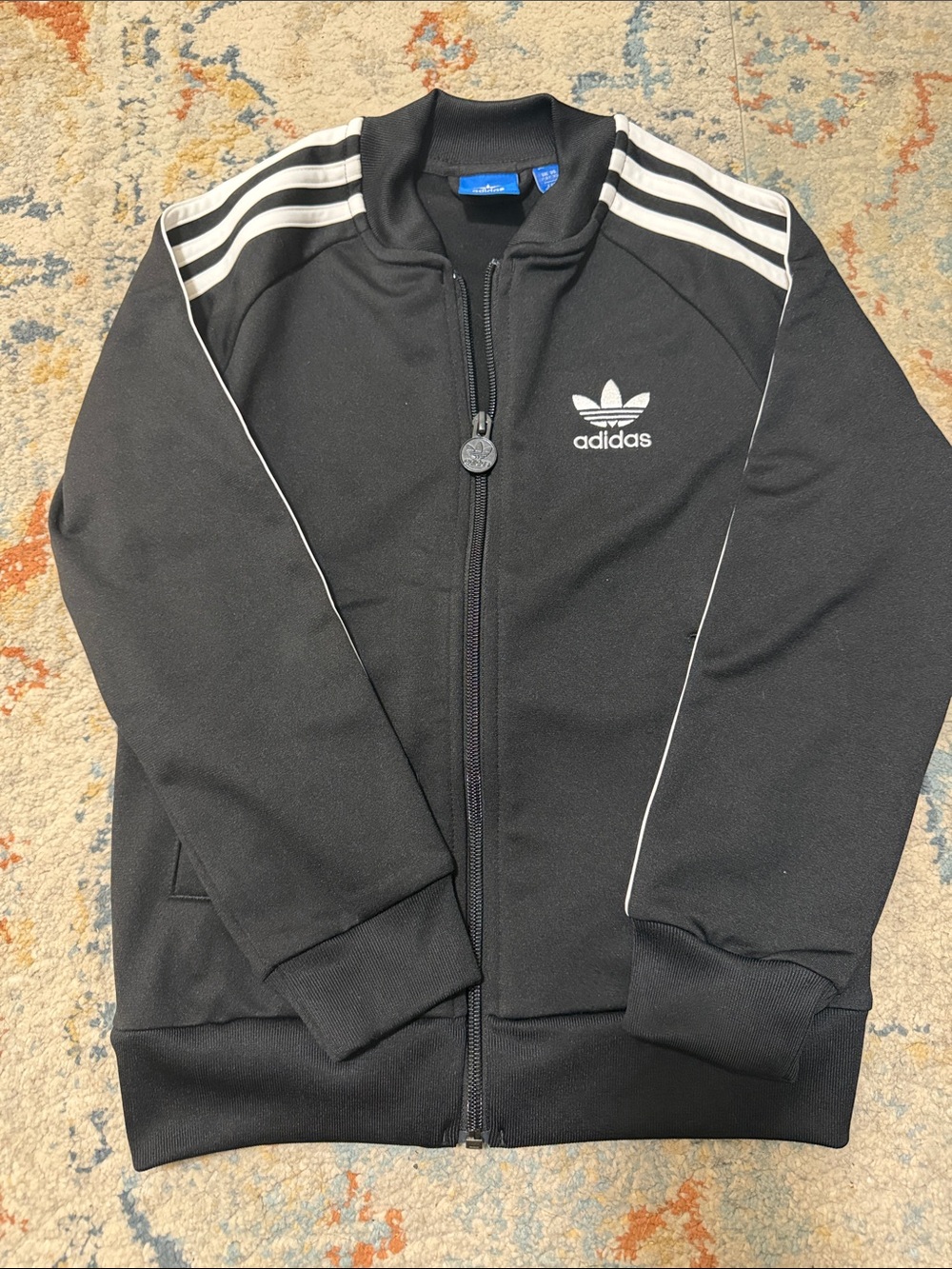 adidas Black Track Jacket with White Stripes